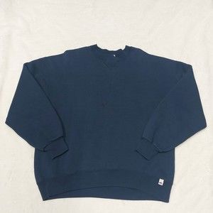 Vintage 90s Russell Athletic Navy Blue Blank Crewneck Sweatshir USA Made Size XL